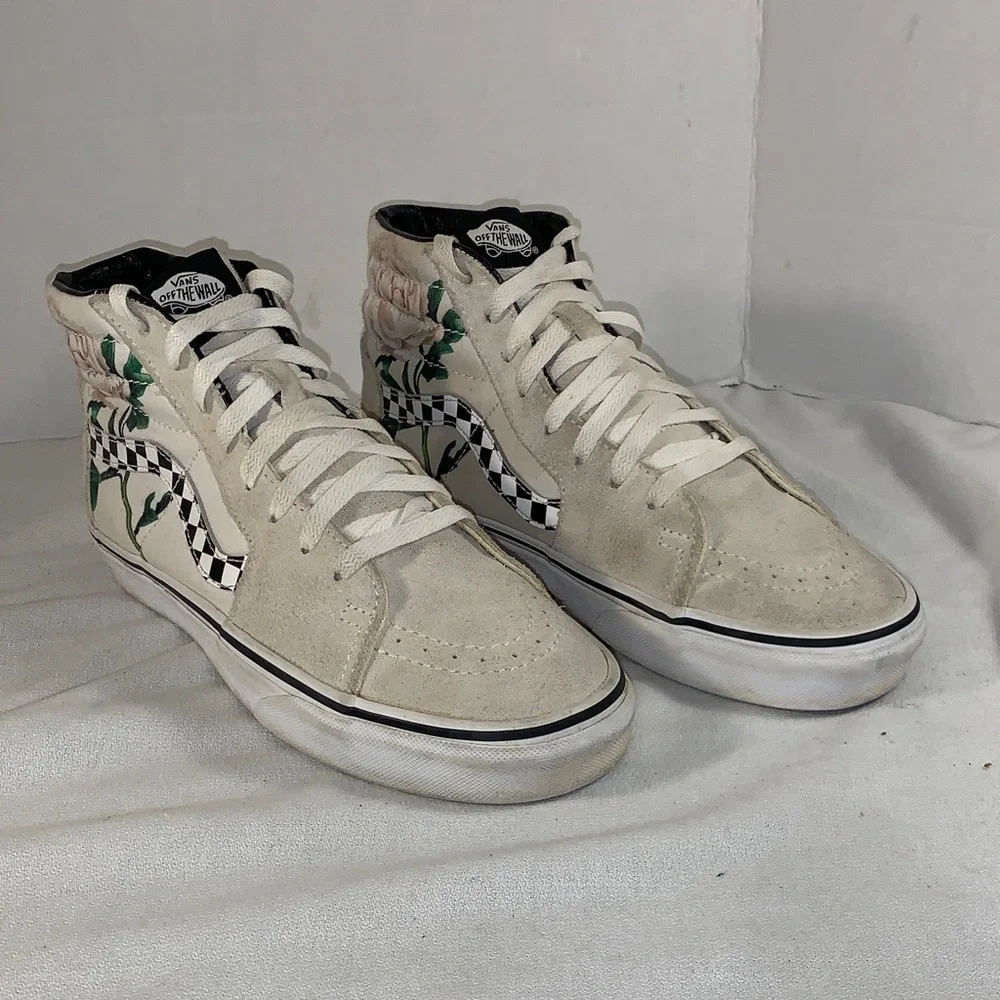 Vans Unisex Sk8-Hi ‘Checker Floral Turtledove’ Cream/White Sneaker